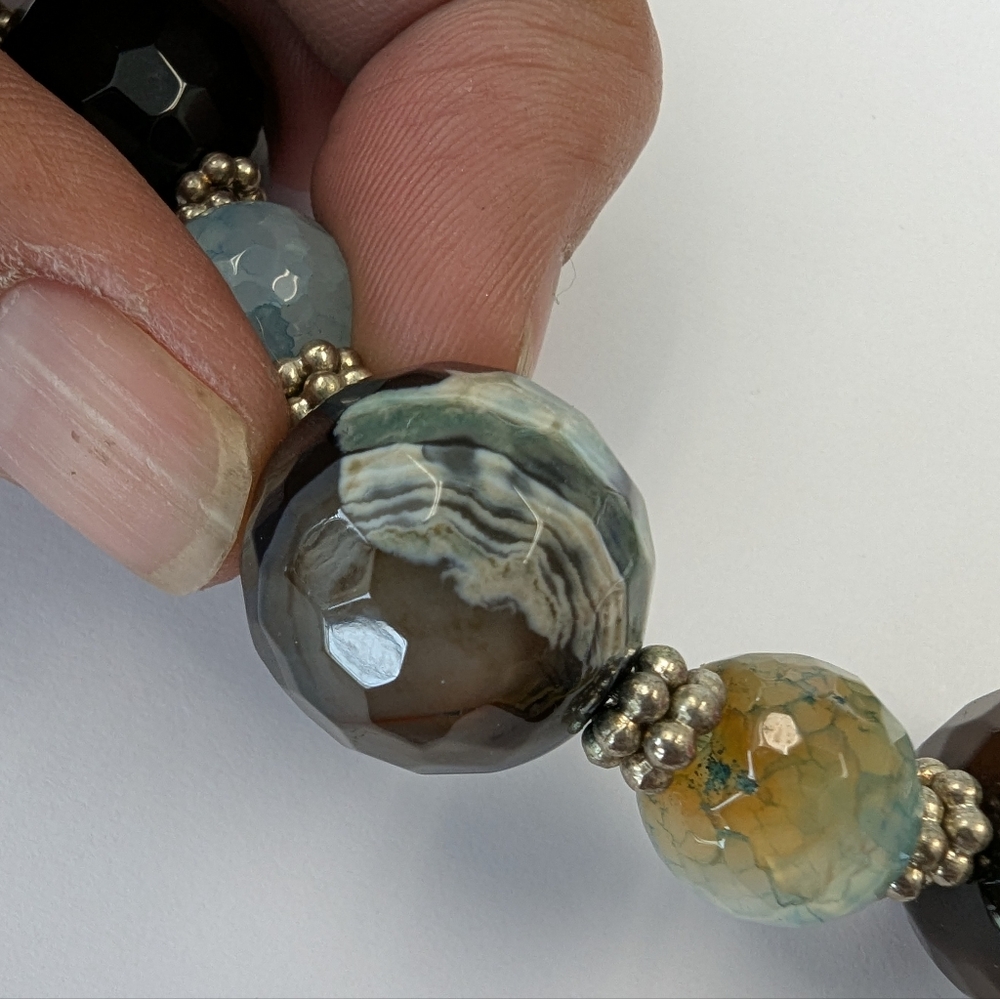 VTG AGATE LUCITE NECKLACE & BRACELET SET